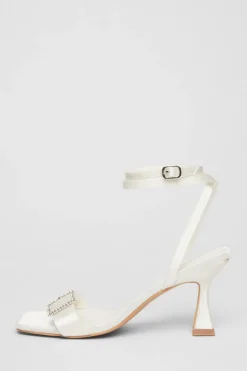 Quiz Bridal White Buckle Front Heels