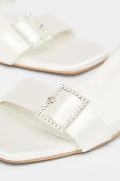 Quiz Bridal White Buckle Front Heels