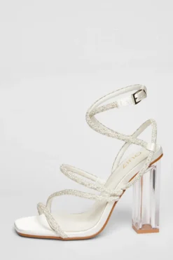 Quiz Bridal White Clear Heel Sandal Discount