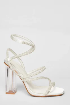 Quiz Bridal White Clear Heel Sandal Discount