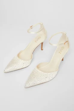 Quiz Bridal Diamante Court Heels White Outlet