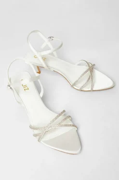 Quiz Bridal White Diamante Cross Strap Heels Hot