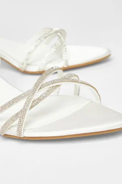 Quiz Bridal White Diamante Cross Strap Heels Hot