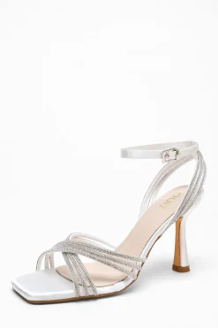 Quiz Bridal White Diamante Heeled Sandals Best