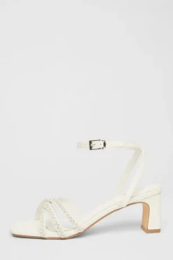 Quiz Bridal White Embellished Block Heels New