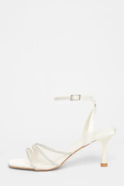 Quiz Bridal White Embellished Heels Outlet