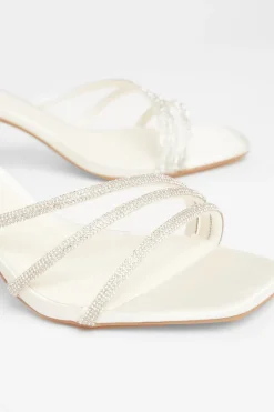 Quiz Bridal White Embellished Heels Outlet