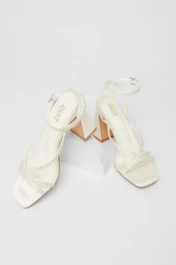 Quiz Bridal White Embellished Block Heels