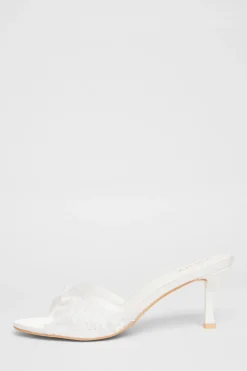 Quiz Bridal White Lace Mule Heels Outlet