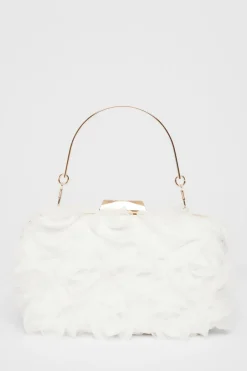 Quiz Bridal Organza Rose Box Bag White Outlet