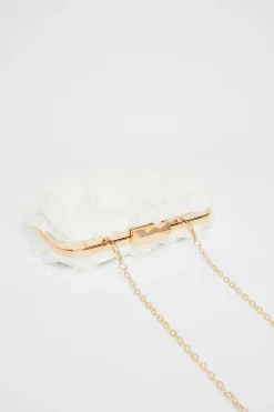 Quiz Bridal Organza Rose Box Bag White Outlet