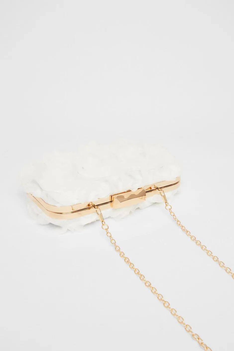 Quiz Bridal Organza Rose Box Bag White Outlet