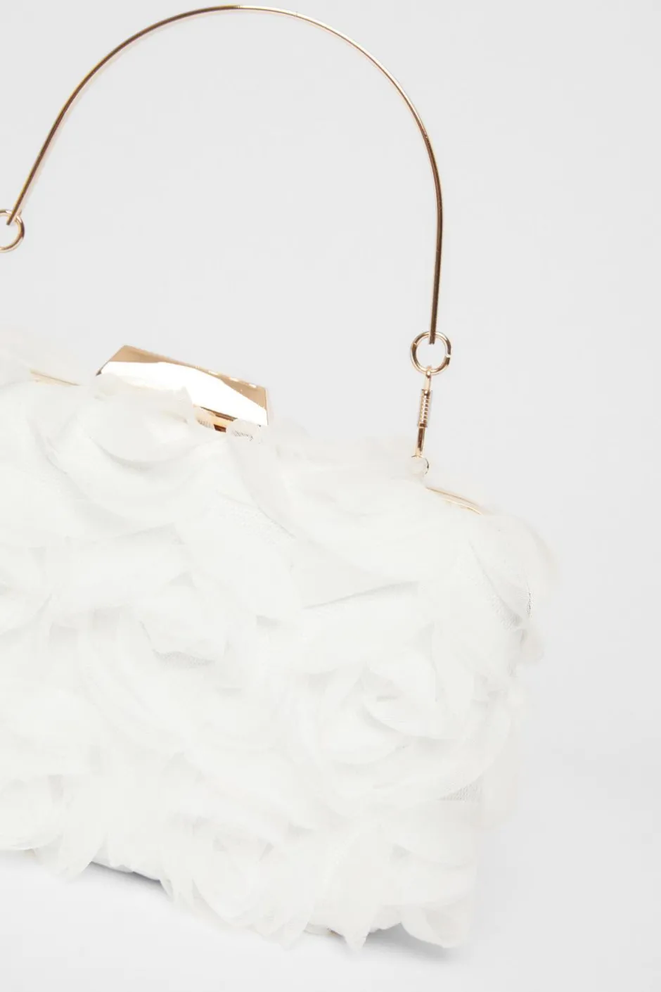 Quiz Bridal Organza Rose Box Bag White Outlet