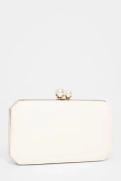 Quiz Bridal White Pearl Clasp Box Bag