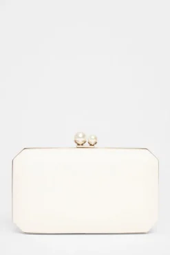 Quiz Bridal White Pearl Clasp Box Bag