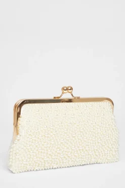 Quiz Bridal White Pearl Pouch Bag Best