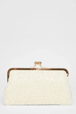 Quiz Bridal White Pearl Pouch Bag Best