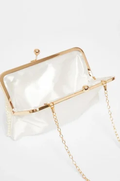 Quiz Bridal White Pearl Pouch Bag Best