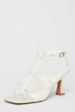 Quiz Bridal White Satin Bow Heels Online
