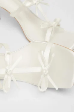 Quiz Bridal White Satin Bow Heels Online