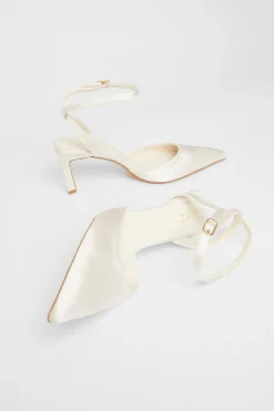 Quiz Bridal White Satin Court Heels Clearance