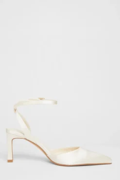 Quiz Bridal White Satin Court Heels Clearance