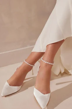 Quiz Bridal White Satin Court Heels Online