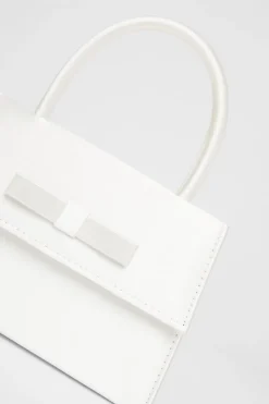 Quiz Bridal Satin Top Handle Bag White Hot