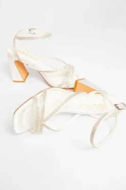 Quiz Bridal Wide Fit White Diamante Block Heels Online