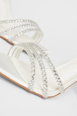 Quiz Bridal Wide Fit White Diamante Heels Outlet