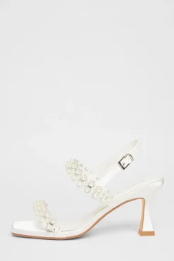 Quiz Bridal Wide Fit White Embellished Heels Outlet