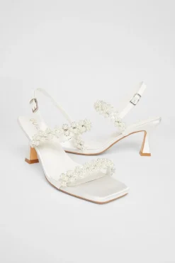 Quiz Bridal Wide Fit White Embellished Heels Outlet