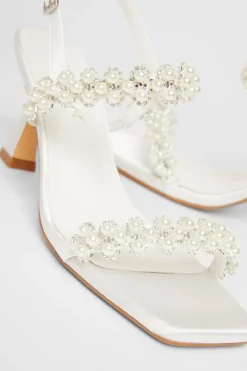 Quiz Bridal Wide Fit White Embellished Heels Outlet
