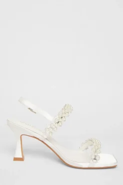 Quiz Bridal Wide Fit White Embellished Heels Outlet