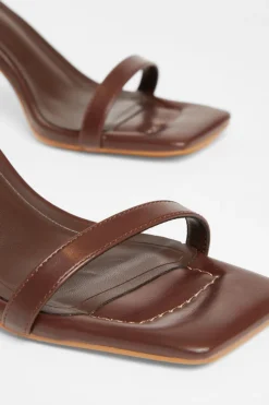 Quiz Barely There Block Heels Brown
