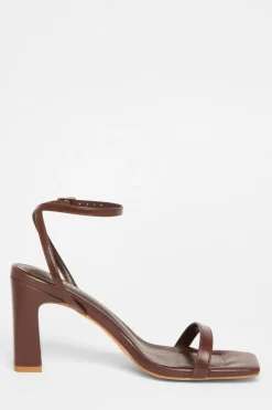 Quiz Barely There Block Heels Brown