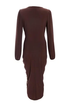 Quiz Brown Buckle Detail Midi Dress Outlet