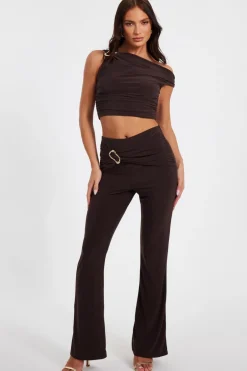 Quiz Buckle Detail Trousers Brown Sale