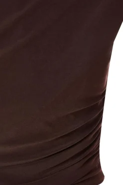 Quiz Buckle One Shoulder Top Brown New