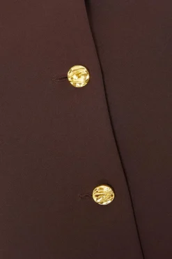 Quiz Button Front Waistcoat Brown Best