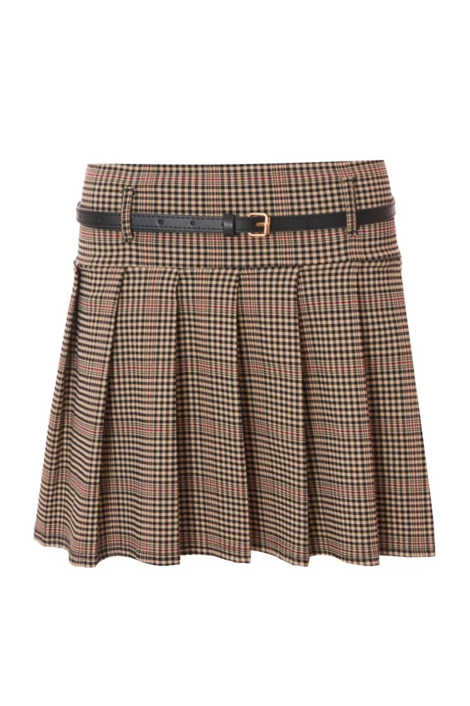 Quiz Checked Mini Skirt Brown Clearance