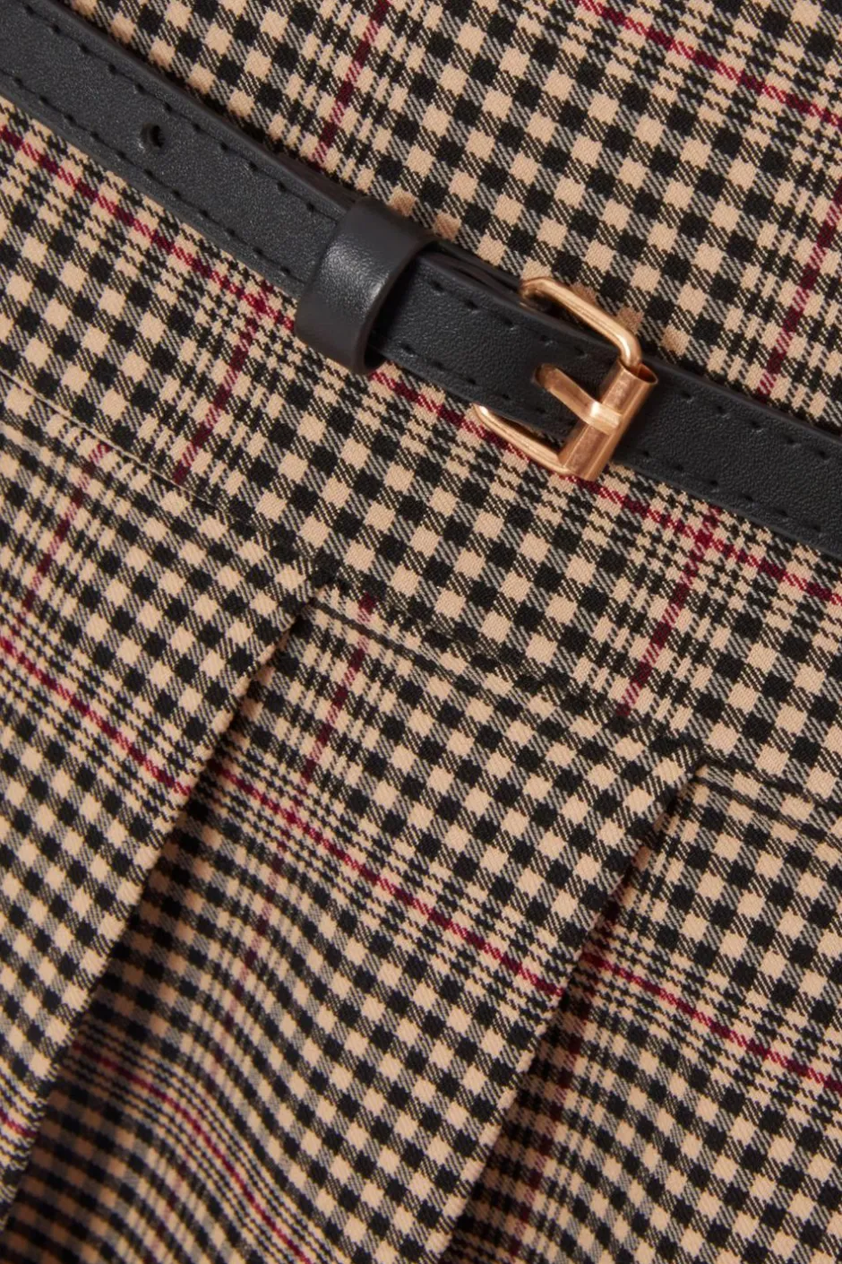 Quiz Checked Mini Skirt Brown Clearance