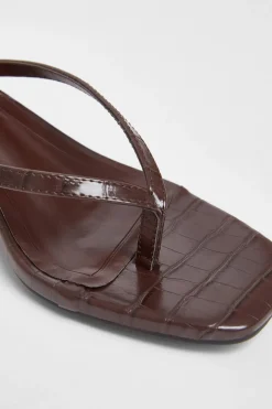 Quiz Croc Toe Post Heels Brown Online