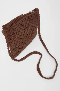 Quiz Crochet Cross Body Bag Brown Sale