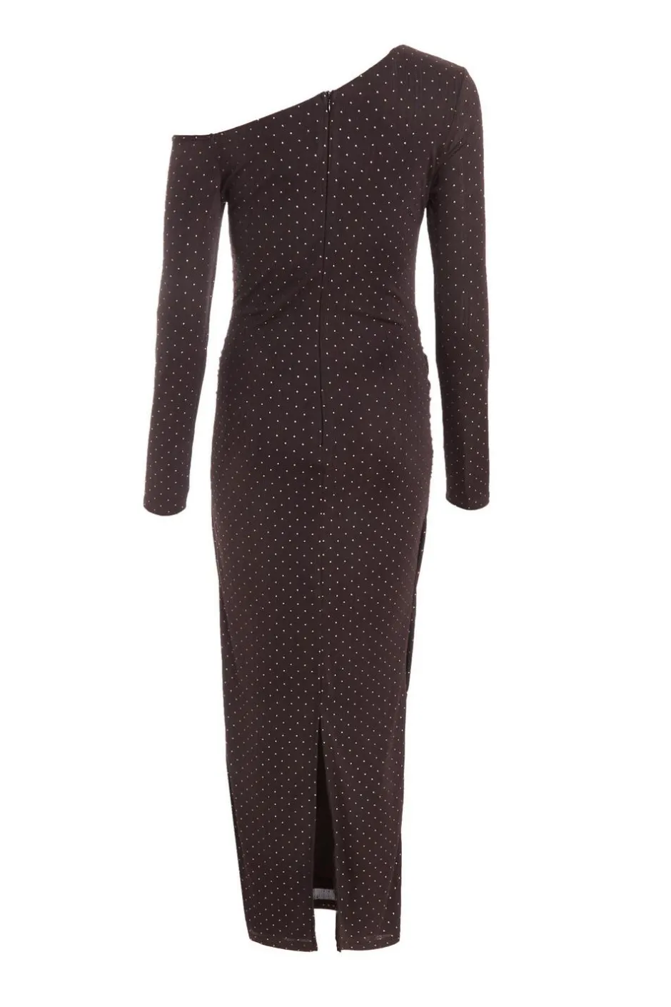Quiz Brown Diamante Asymmetrical Dress Best