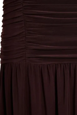 Quiz Brown Drop Waist Maxi Dress Outlet
