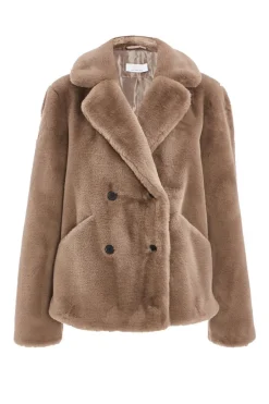 Quiz Brown Faux Fur Jacket Discount