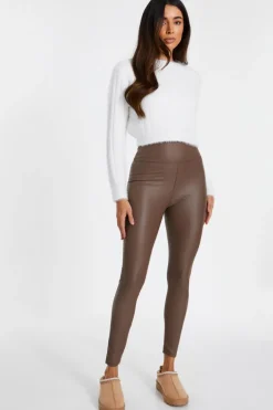 Quiz Brown Faux Leather Leggings