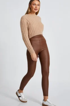 Quiz Brown Faux Leather Leggings Best