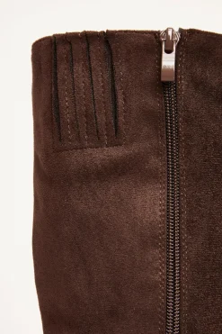 Quiz Brown Faux Suede Heeled Boots New